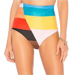 Mara Hoffman Colorful Striped High-Waisted Bikini Bottom - L